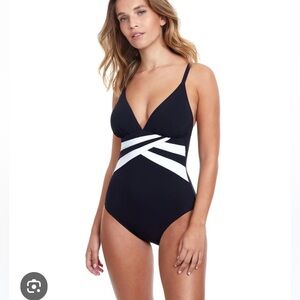 Profile by gottex Duet skinny strap V neck one piece